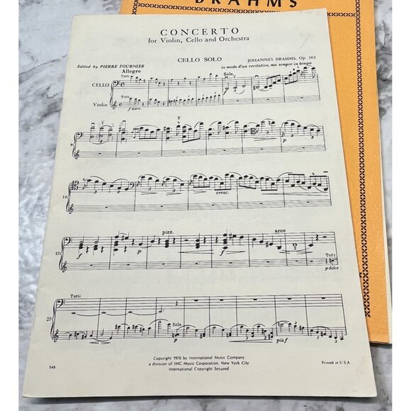 Brahms Concerto in A Minor Opus 102 Vintage Sheet Music Violin Cello Piano - Picture 5 of 10